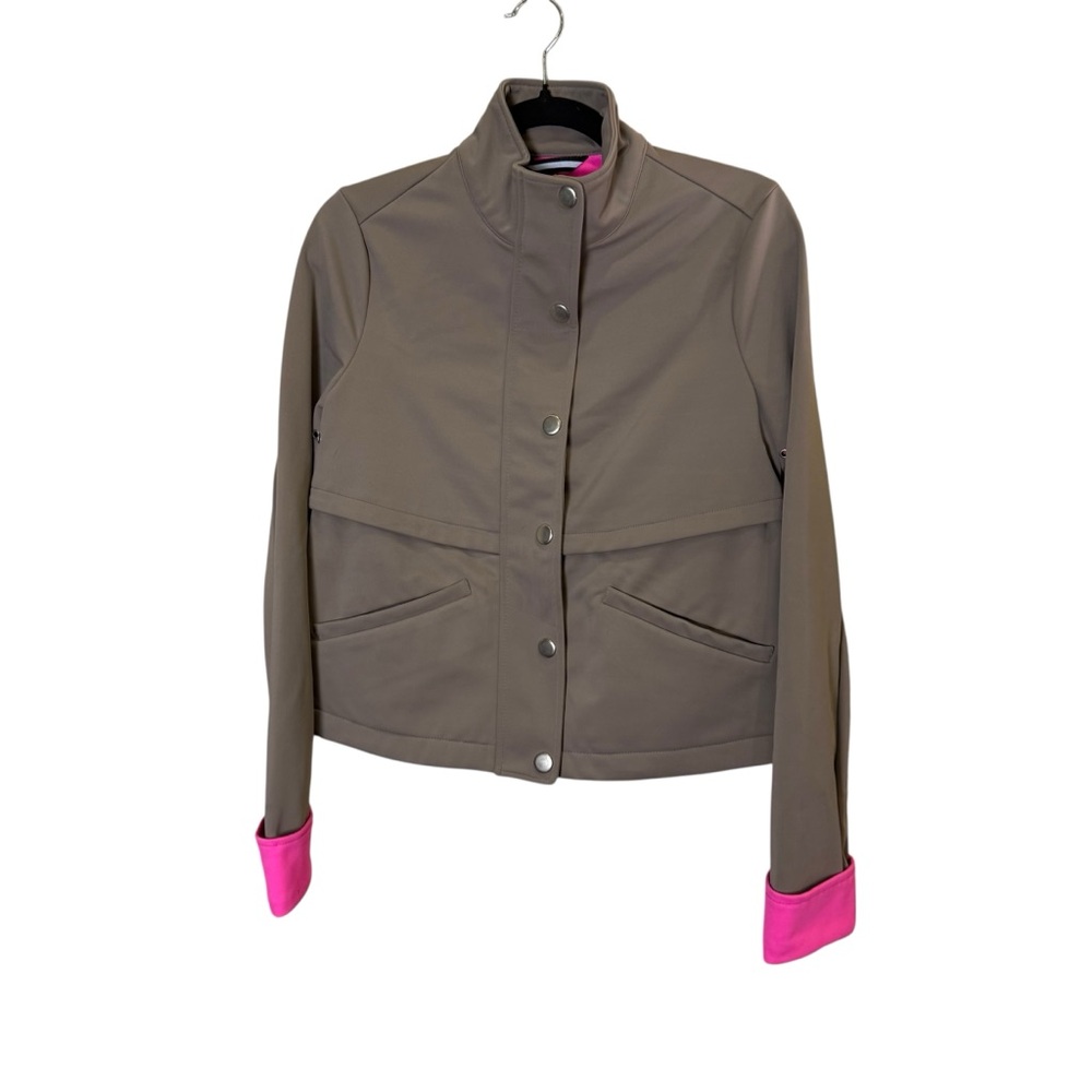Runway NY Women's Olive Green and Hot Pink Neoprene Utility Rain Jacket sz S